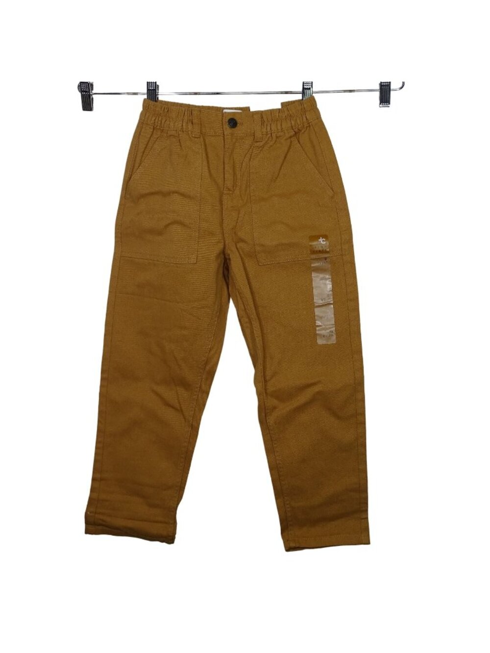 True Craft Dad Fit Utility Pants Jeans Brown Boy Size 10 Zipper Elastic Waist